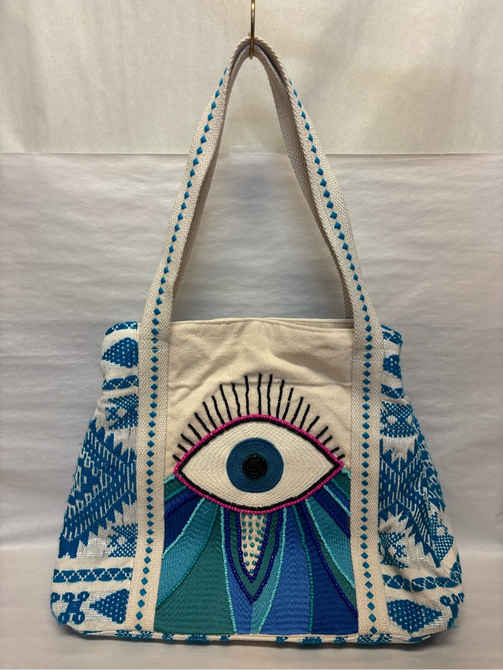 Wanderlust Evil Eye Tote Bag Handmade in India Illuminati America & Beyond #5899